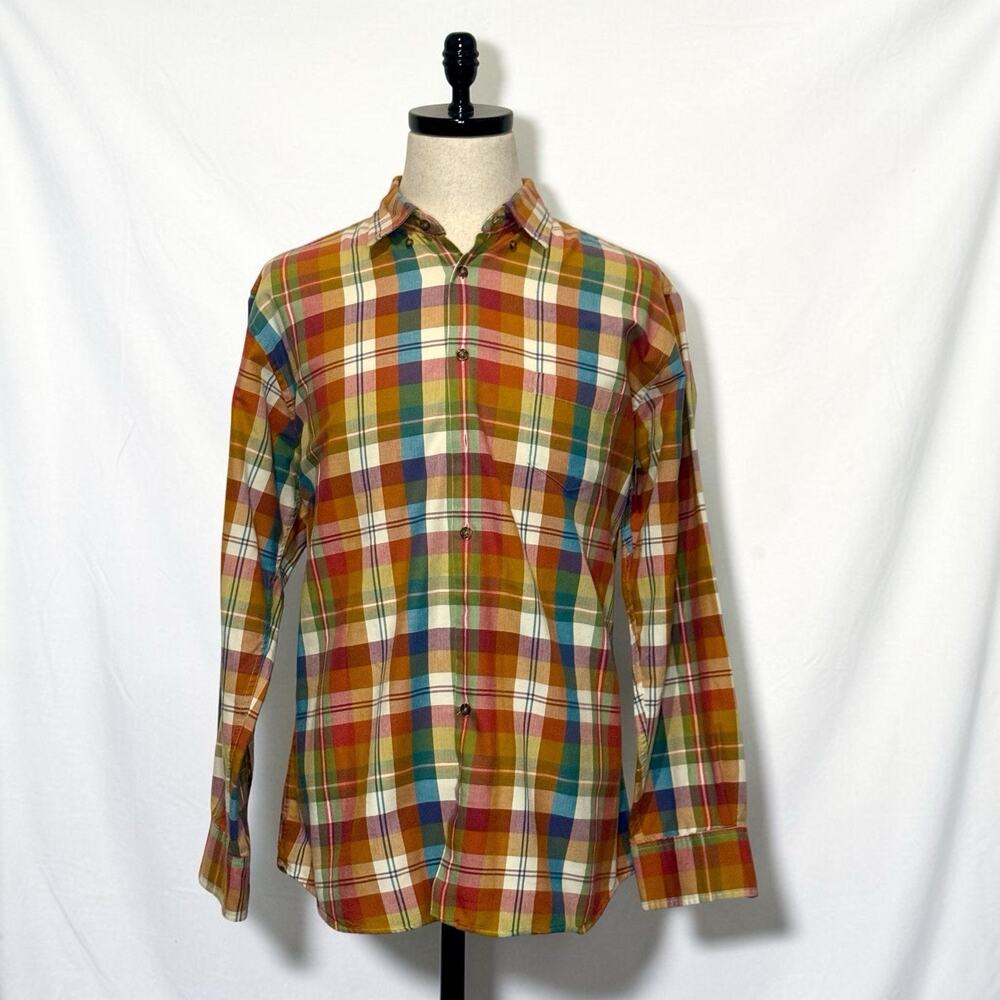 Viyella Shirt Mens XL Plaid Cotton Wool Long Sleeve Button Down Tailored Fit